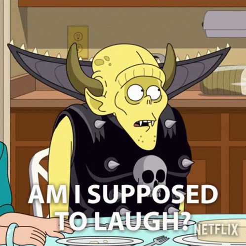 Horns And Skull Cartoon Saying Am I Supposed To Laugh Netflix GIF