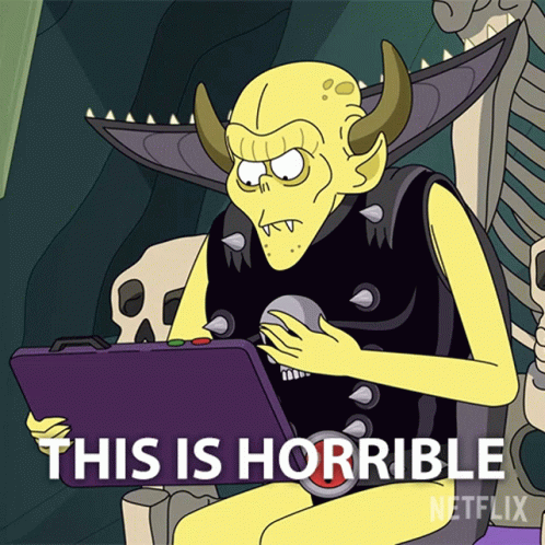 Horns Cartoon Character Holding Horrible Case GIF