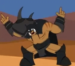 A Cartoon Character With Horns On His Head Is Giving The Middle Finger GIF