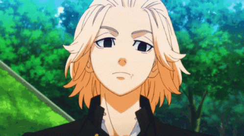 A Cartoon Character With Long Blonde Hair And A Black Jacket GIF