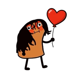 A Cartoon Character With Long Hair Is Holding A Red Heart Shaped Balloon GIF