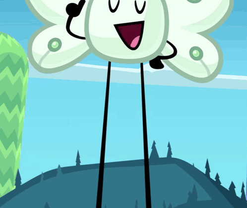 a cartoon character with long legs and a butterfly wing