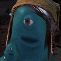 A Cartoon Character With One Eye And A Hat GIF
