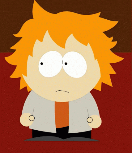 A Cartoon Character With Orange Hair And White Eyes Has A Sad Look On His Face GIF