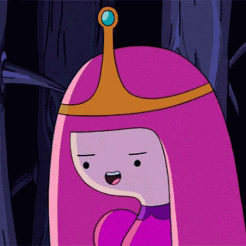 A Cartoon Character With Pink Hair And A Crown GIF