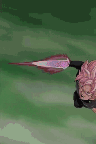 A Cartoon Character With Pink Hair And A Sword In His Hand GIF