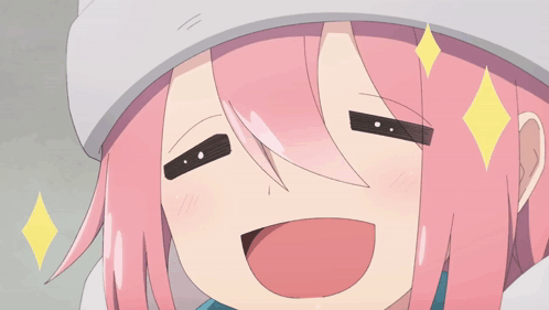 A Cartoon Character With Pink Hair And A White Hat Is Smiling GIF