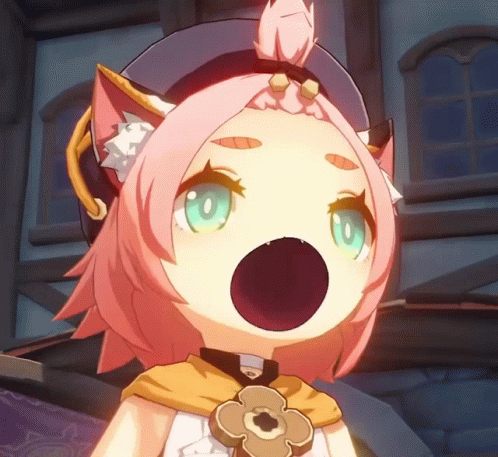 A Cartoon Character With Pink Hair And Blue Eyes Has Her Mouth Wide Open GIF