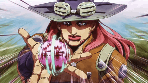 A Cartoon Character With Pink Hair Is Holding A Pink Object GIF