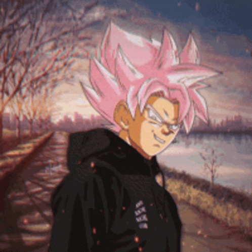 A Cartoon Character With Pink Hair Is Wearing A Black Hoodie With The Word Supreme On It GIF