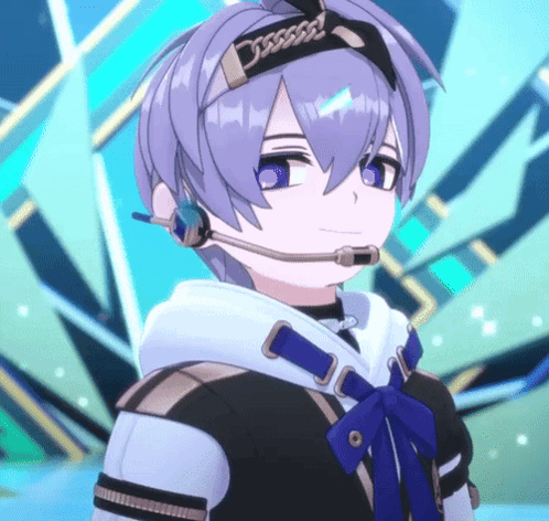 A Cartoon Character With Purple Hair And A Headband That Says ' Discord ' On It GIF