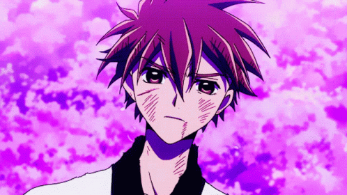 A Cartoon Character With Purple Hair And A Purple Background GIF