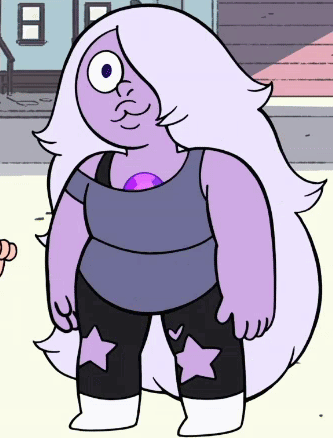 A Cartoon Character With Purple Hair And A Purple Stone GIF