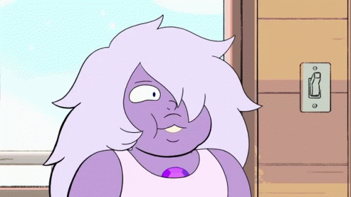 A Cartoon Character With Purple Hair And A Purple Stone GIF