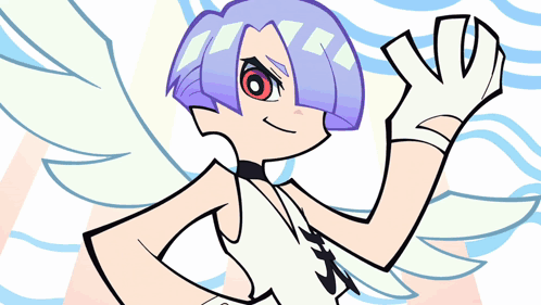 A Cartoon Character With Purple Hair And A White Glove GIF