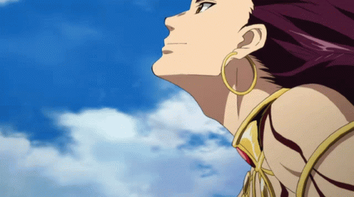 A Cartoon Character With Purple Hair And Gold Hoop Earrings Looks Up At The Sky GIF