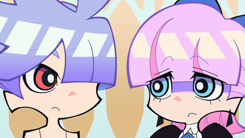 A Cartoon Character With Purple Hair And Pink Hair GIF