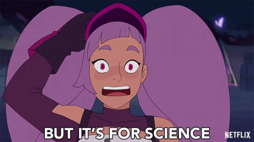 A Cartoon Character With Purple Hair Says But It 'S For Science GIF