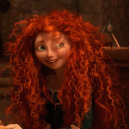 Smiling Cartoon Girl With Red Curly Hair GIF