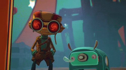 A Cartoon Character With Red Eyes And A S On His Head GIF
