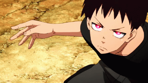 A Cartoon Character With Red Eyes And Black Hair Reaches Out His Hand GIF