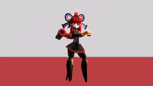 A Cartoon Character With Red Hair And A Bow On Her Head GIF