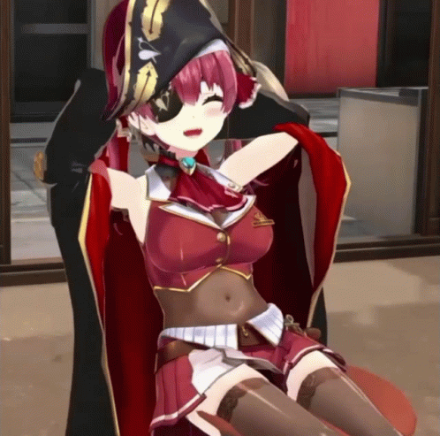 A Cartoon Character With Red Hair And A Pirate Hat GIF