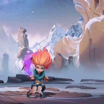 a cartoon character with red hair and a purple circle around her head