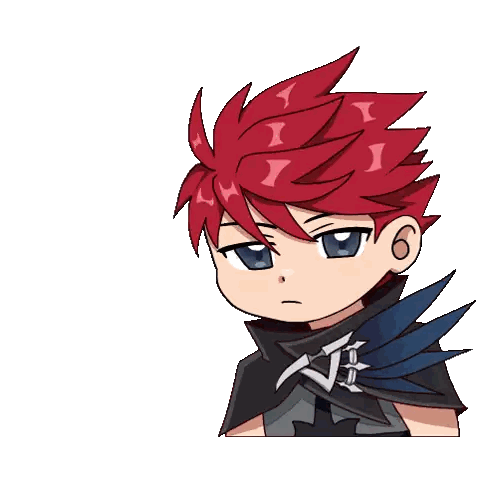 a cartoon character with red hair giving a thumbs up with the words bubu-hatin kita