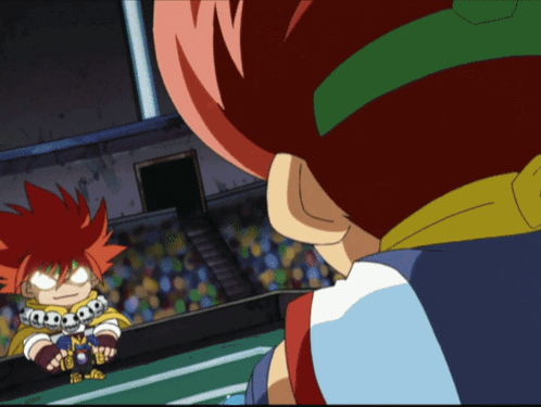 A Cartoon Character With Red Hair Is Looking At Another Character GIF