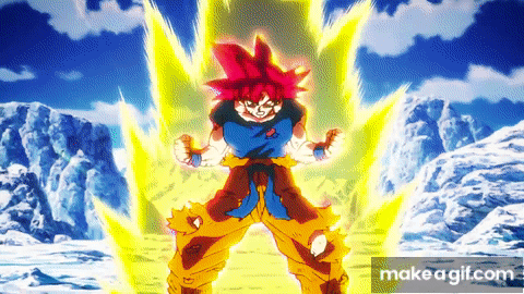 A Cartoon Character With Red Hair Is Standing In Front Of A Blue Sky And Mountains GIF