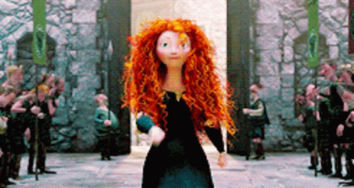 Red Hair Cartoon Character Standing In Front Of Men GIF