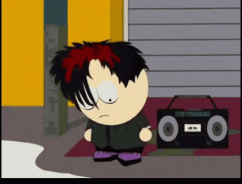A Cartoon Character With Red Hair Is Standing Next To A Boombox That Says Triumph GIF
