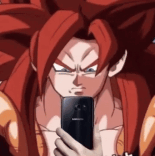A Cartoon Character With Red Hair Is Taking A Selfie With A Cell Phone . GIF