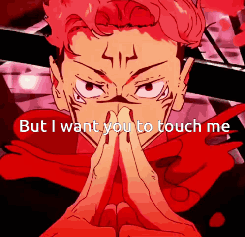 A Cartoon Character With Red Hair Says But I Want You To Touch Me . GIF
