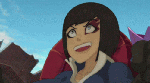 A Cartoon Character With Short Brown Hair And A Red Eye GIF