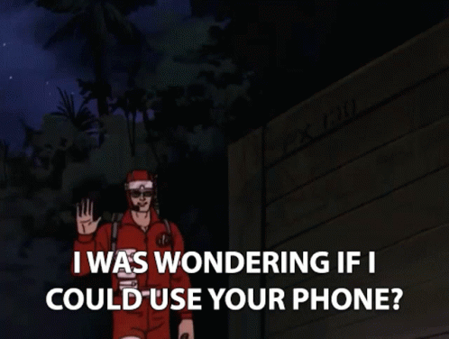 A Cartoon Character With Sunglasses And A Helmet Says I Was Wondering If I Could Use Your Phone GIF