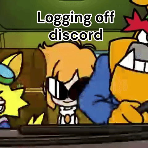 A Cartoon Character With Sunglasses And The Words Logging Off Discord GIF