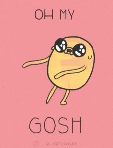 a cartoon character with sunglasses and the words oh my gosh below it