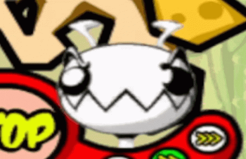 A Cartoon Character With Tears Coming Out Of His Eyes Is Surrounded By Cheese And Buttons . GIF