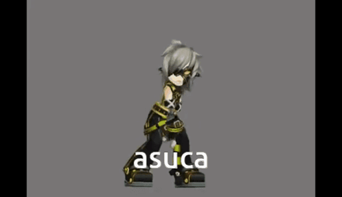 A Cartoon Character With The Name Asuca Written On The Bottom GIF