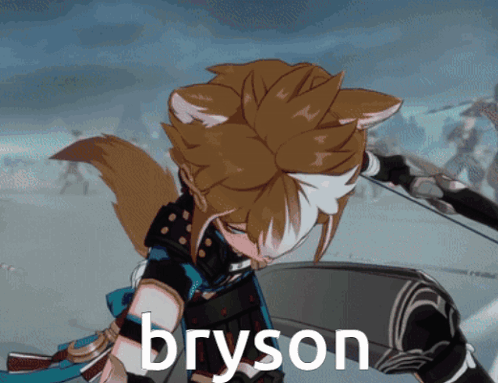 A Cartoon Character With The Name Bryson Written On It GIF