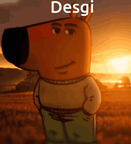 A Cartoon Character With The Name Desgi On The Top GIF
