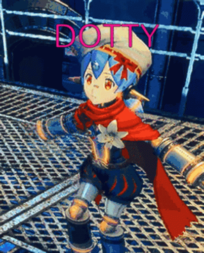 A Cartoon Character With The Name Dotty On The Bottom GIF