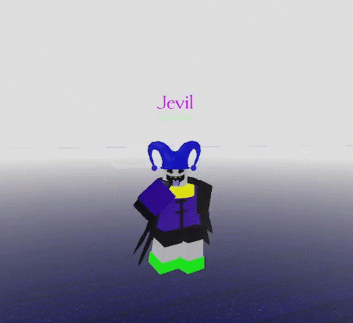 A Cartoon Character With The Name Jevil On The Top GIF