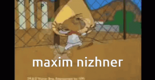 A Cartoon Character With The Name Maxim Nizhnyer GIF