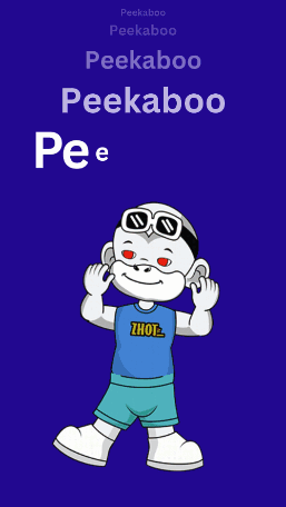 A Cartoon Character With The Name Peekaboo On It GIF