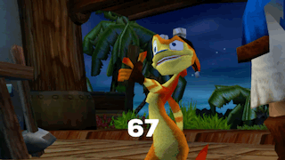 a cartoon character with the number 67 on the bottom right