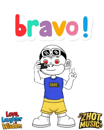 a cartoon character with the word bravo on the top