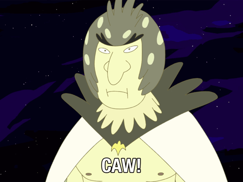 A Cartoon Character With The Word Caw Written On It GIF
